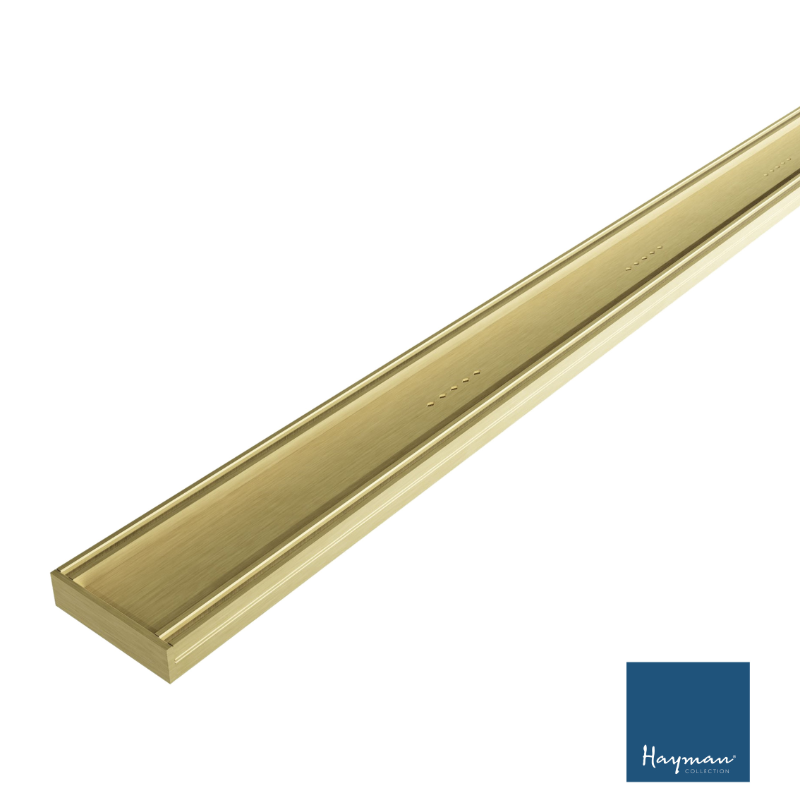 Hayman 26Mm Aluminium Tile-In Drain 100Mm X 3M Brushed Gold